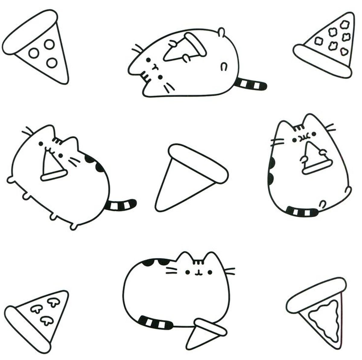 Pusheen is eating pizza